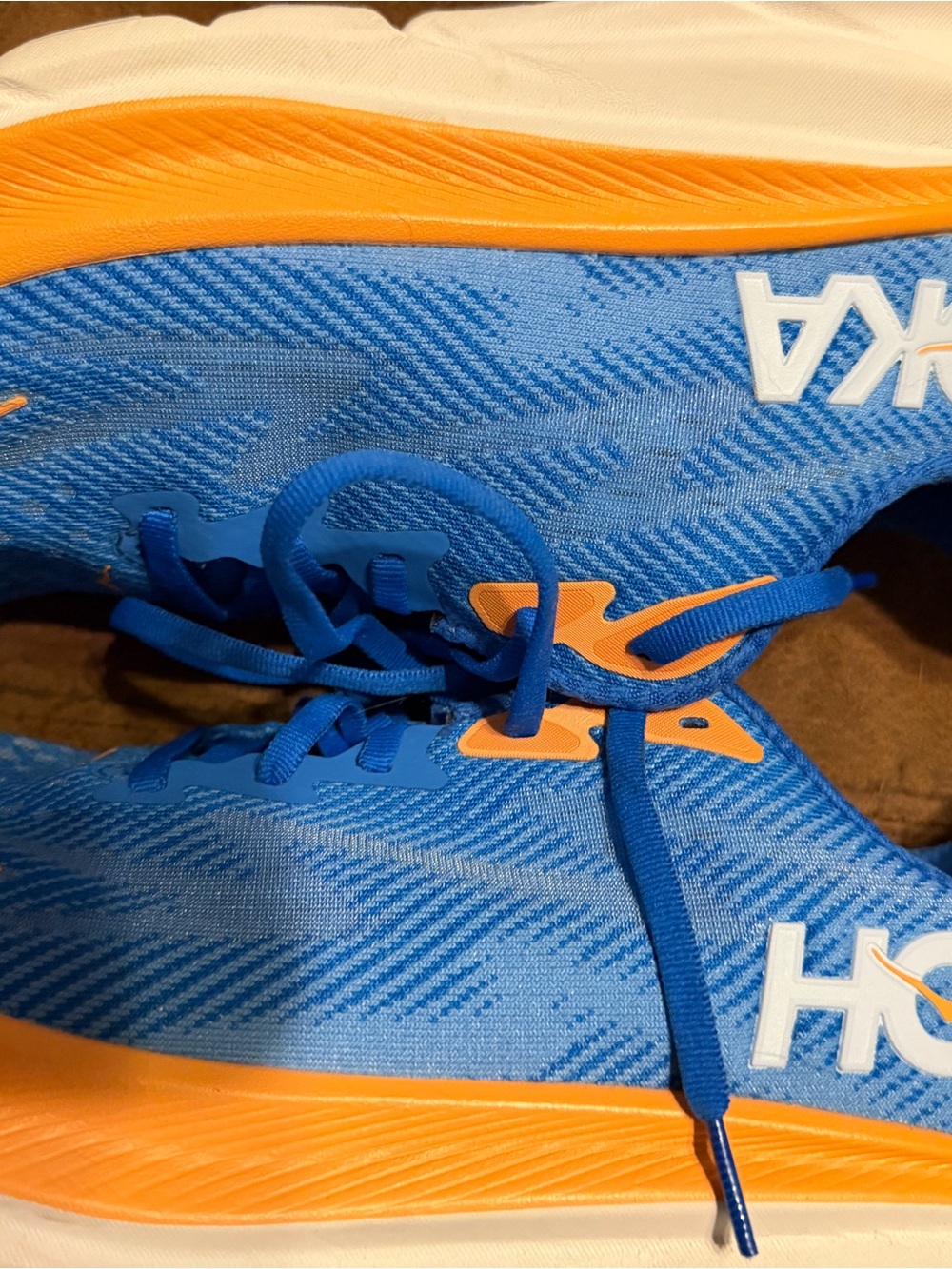 Hoka Blue and Orange Performance Running Sneakers